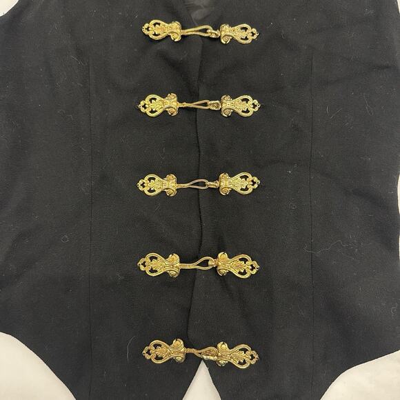 Vtg Alberto Makali Black Gold Vest Waistcoat Academia Steampunk Size 4 - Picture 2 of 7